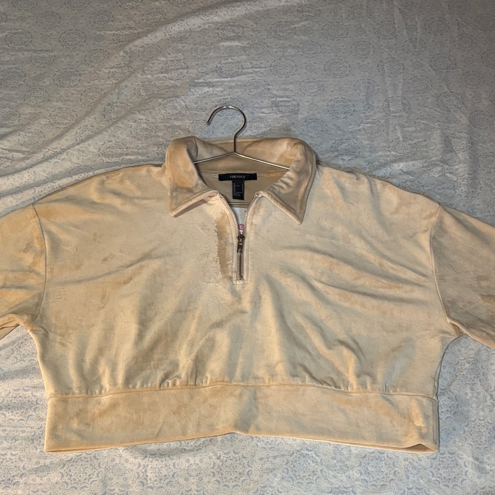Forever 21 Cream Cropped Jacket
